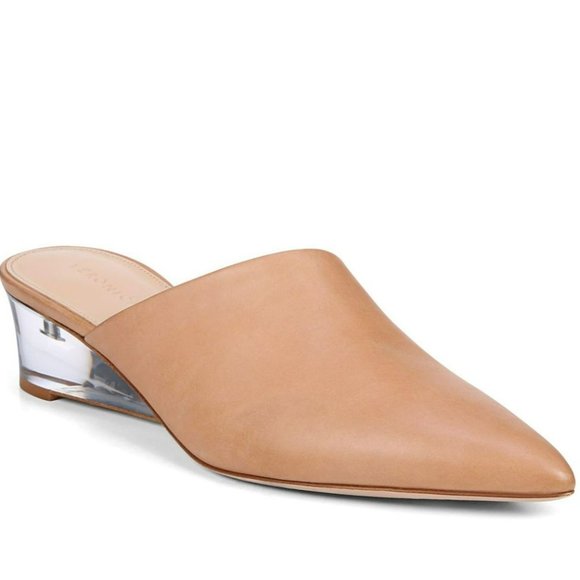Veronica Beard Shoes - Veronica Beard Ricky Pointed Lucite Wedge Mules Tan Size 7M